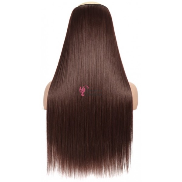 Extensie de par cu 5 Clips On delux dubla dreapta de 60 cm,  CH0HT6A Castaniu Inchis